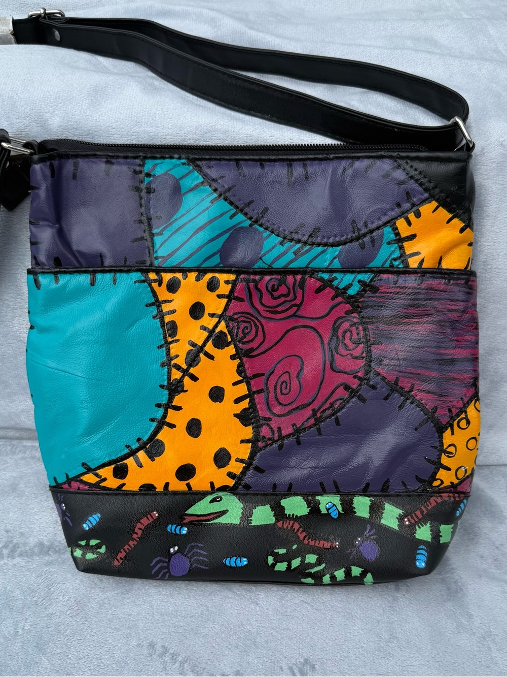 Hand painted the nightmare before Christmas - Halloween Patchwork Crossbody Bag - Picture 4 of 9